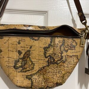 NWT Patricia Nash Brown European Map Tinchi Belt Bag